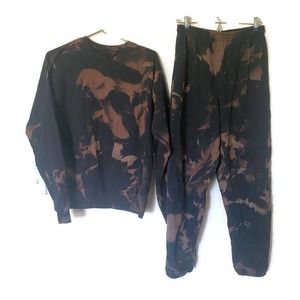 Hanes Black and Brown Tie Dye Sweat Set Women Size Medium